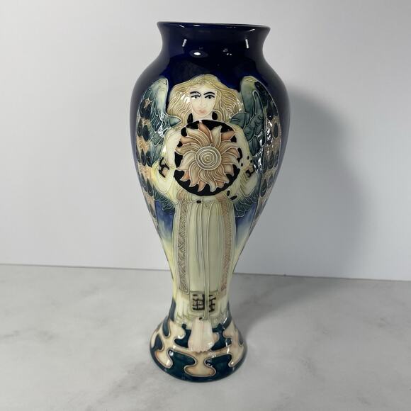 Old Tupton Ware Tube Lined Hand Painted Ceramic Vase ANGEL SUN 10.5” Tall - Picture 3 of 12
